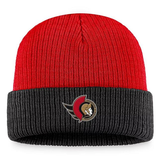 Mens Fanatics Branded Red/Black Ottawa Senators Heritage Vintage Cuffed Knit Hat Product Image