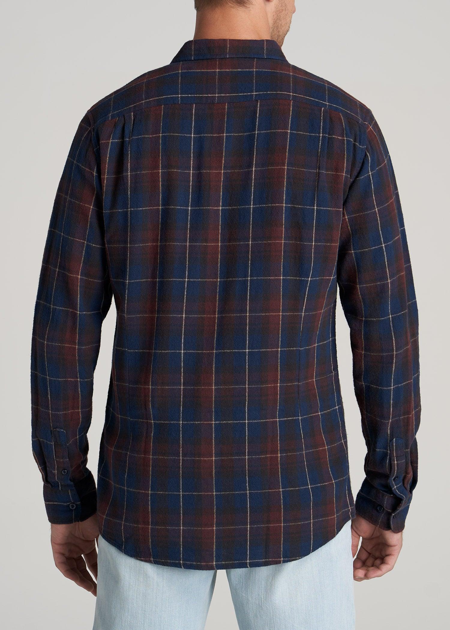 Men's Tall Nelson Button-Up Shirt in Port & Dark Cobalt Plaid Product Image