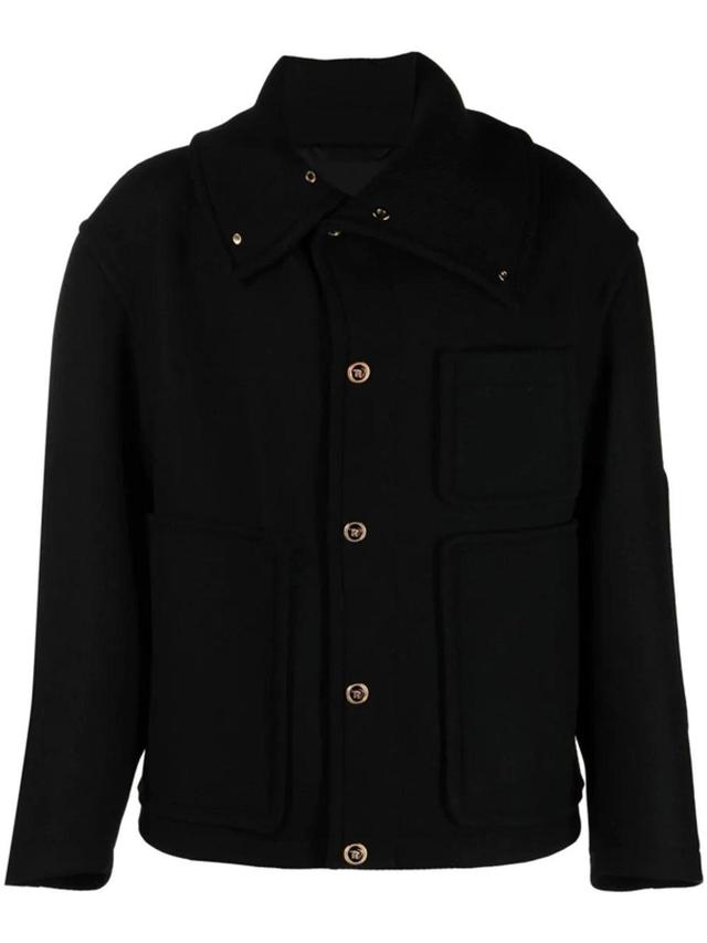 VERSACE Black Medusa Wool Blouson Jacket In Nero Product Image