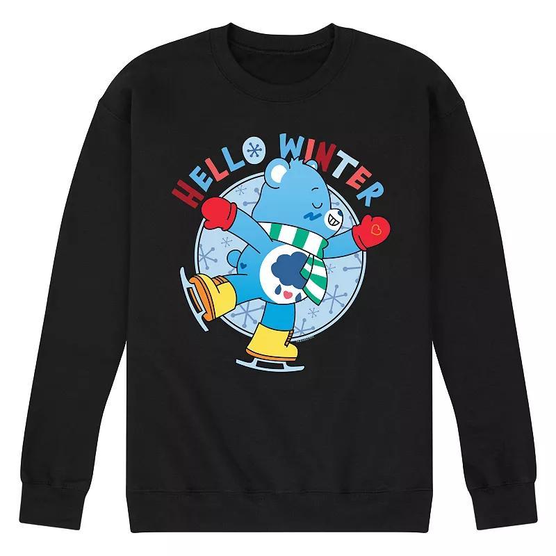 Mens Care Bears Hello Winter Graphic Fleece Pullover Blue Product Image