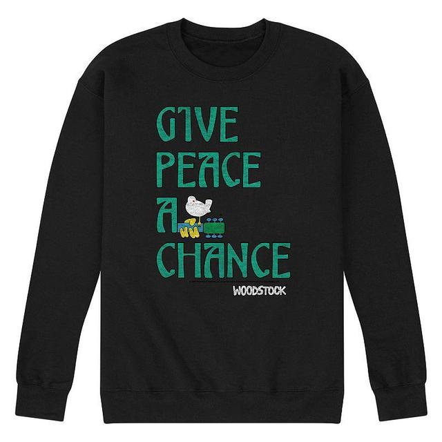 Mens Woodstock Give Peace A Chance Graphic Fleece Med Grey Product Image