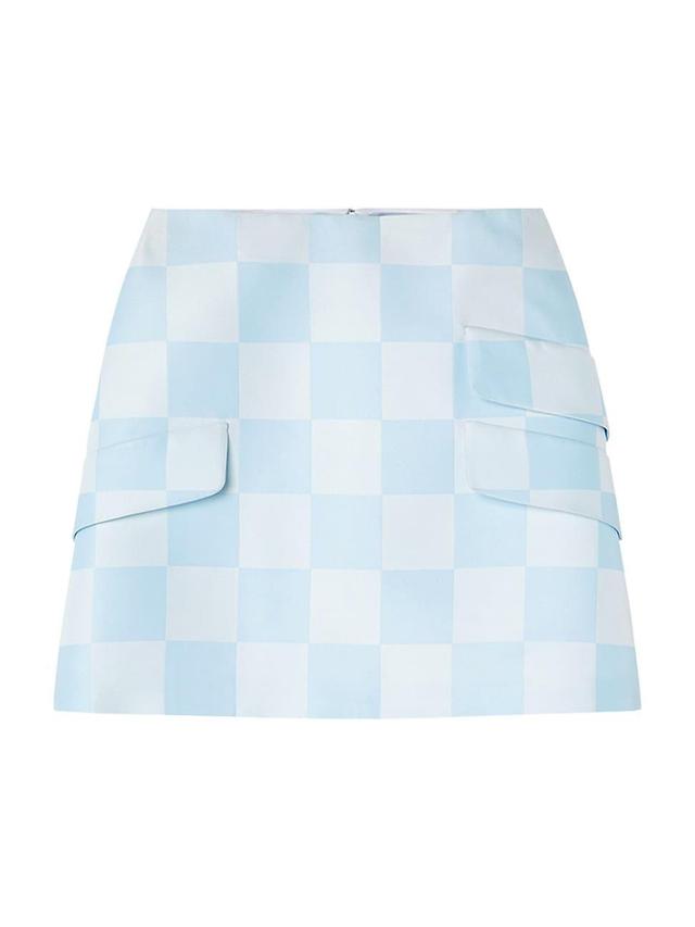 Womens Checkerboard Silk-Blend Miniskirt Product Image