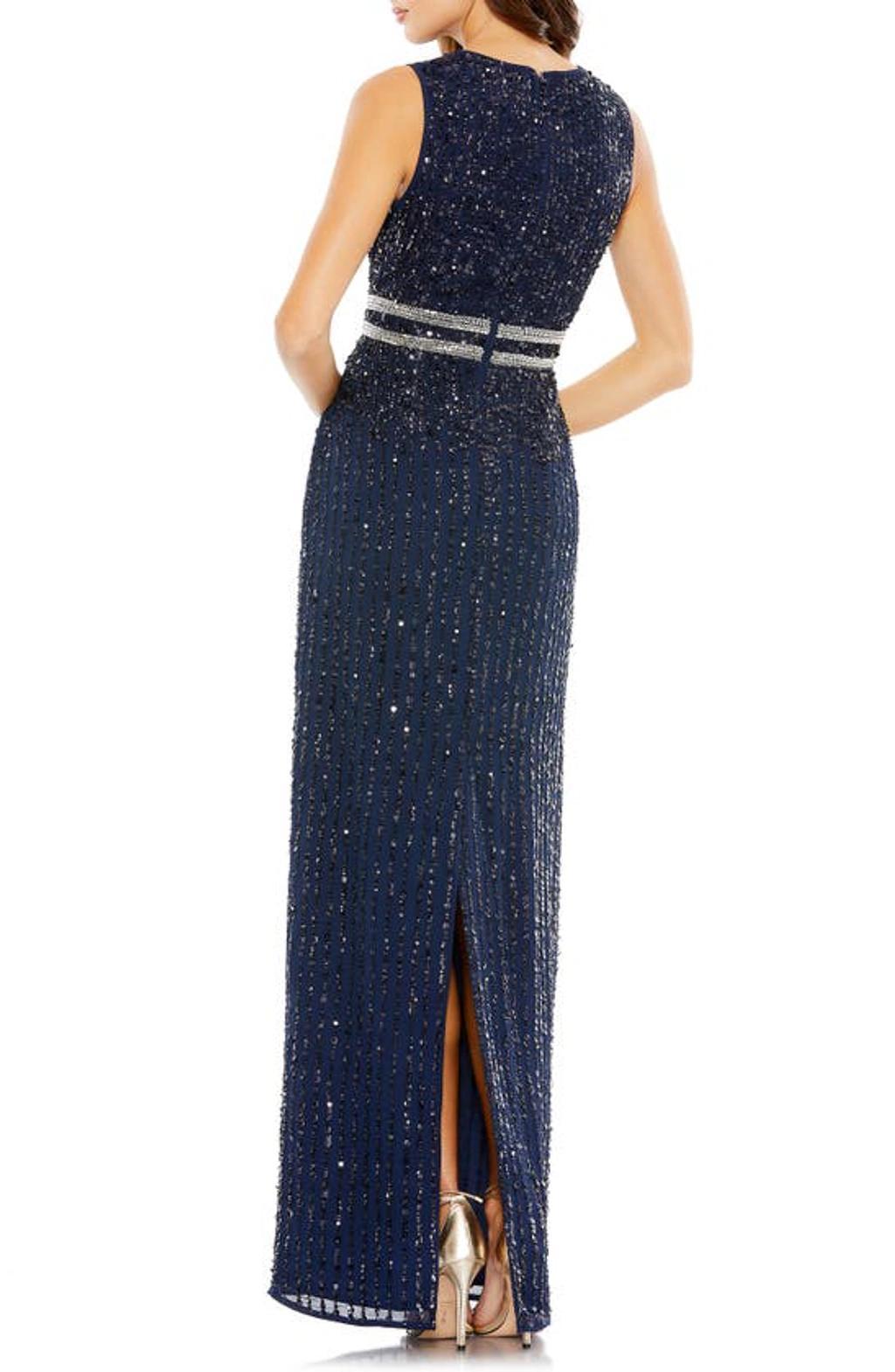 Sleeveless Sequin Column Gown In Midnight Product Image