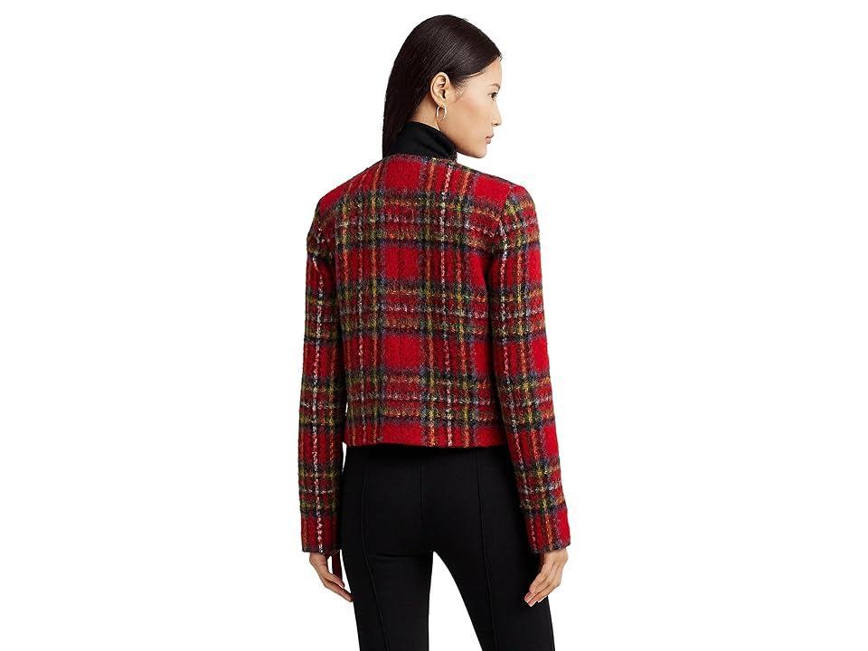 Lauren Ralph Lauren Petite Embellished-Button Plaid Blazer Product Image