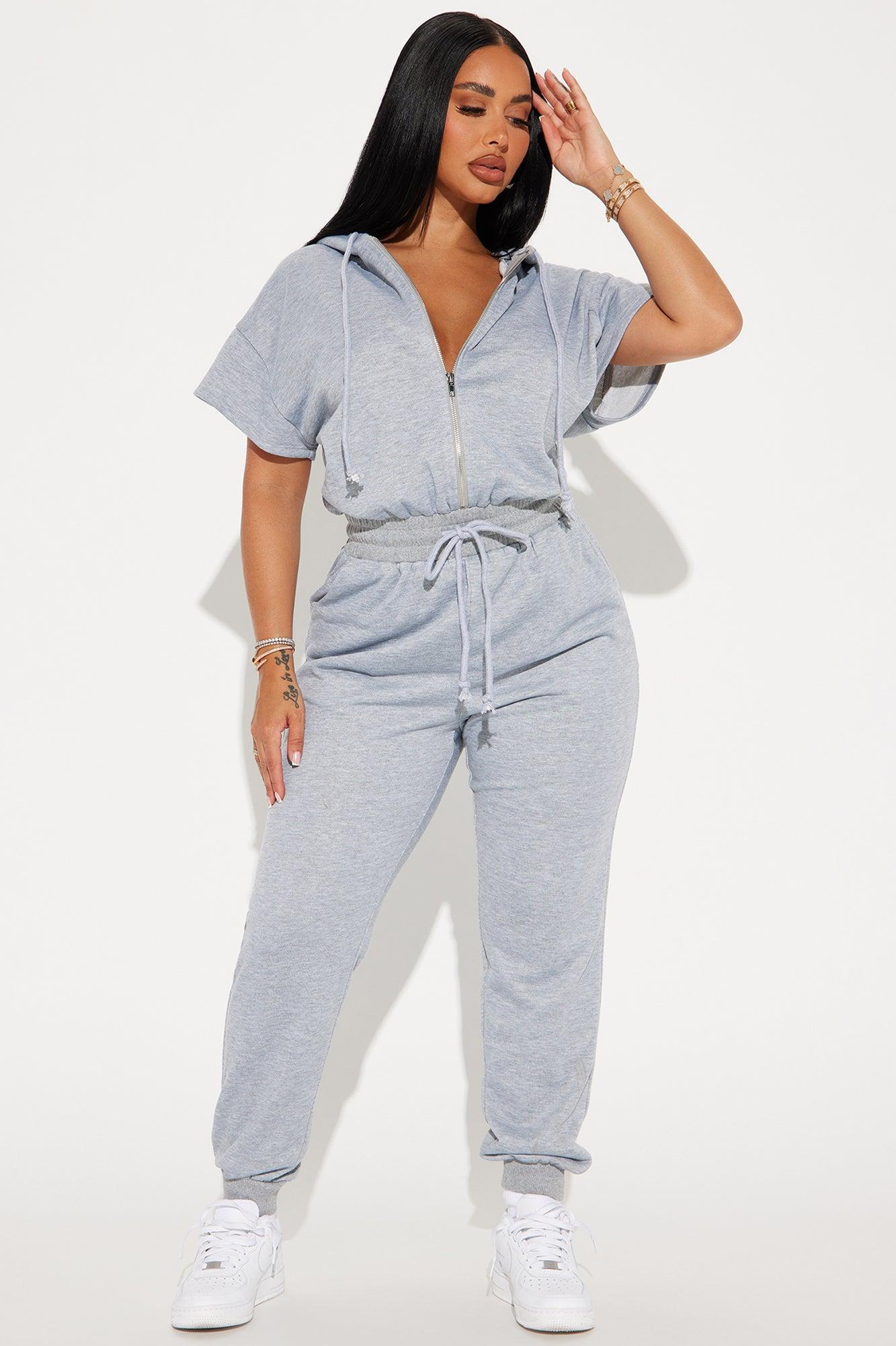 Stella Short Sleeve Jumpsuit - Heather Grey Product Image