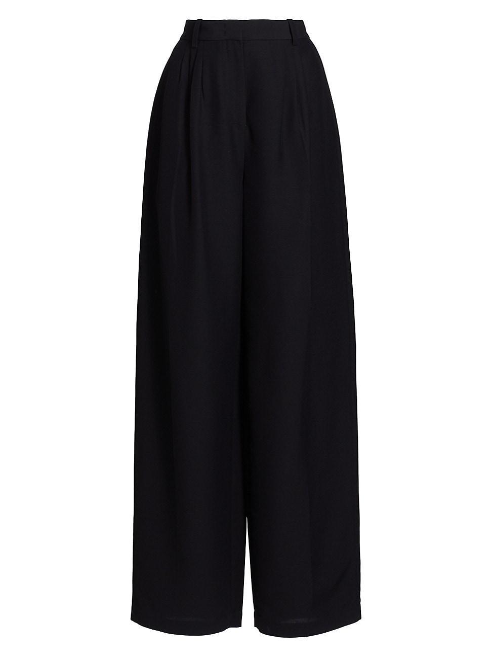 Womens Wool-Blend Pleated Wide-Leg Trousers Product Image