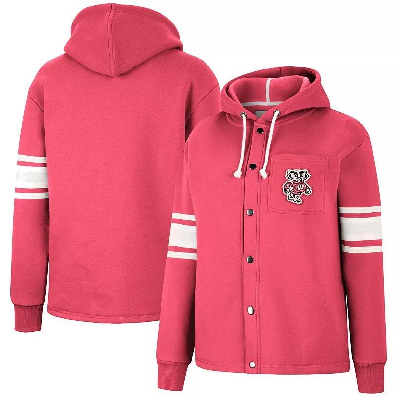 Womens Colosseum Wisconsin Badgers Mia Striped Full-Snap Hoodie Jacket Product Image