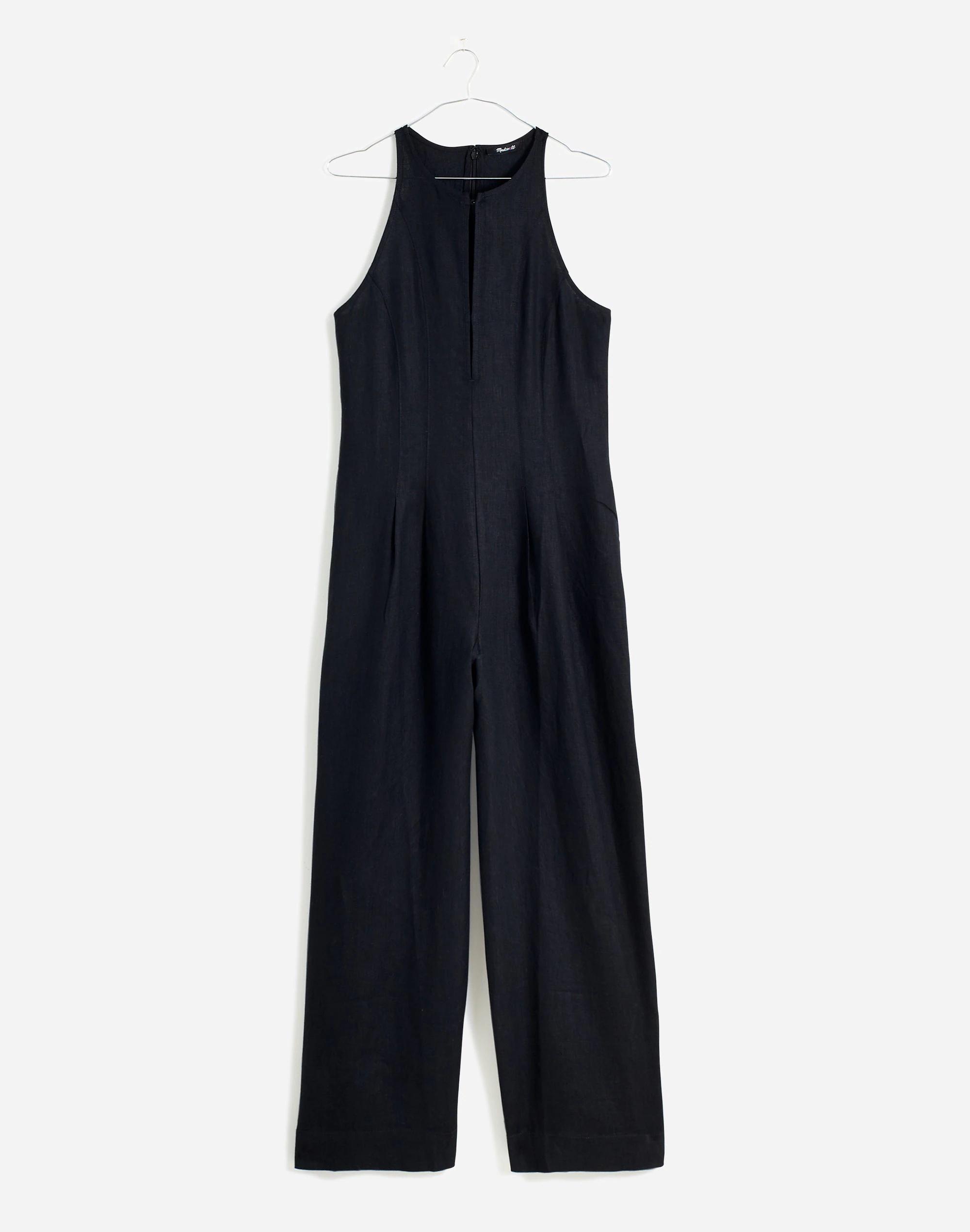 Seamed Wide-Leg Jumpsuit in 100% Linen Product Image