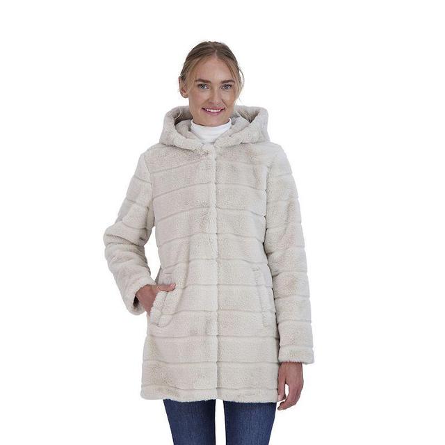 Womens Sebby Collection Hooded Reversible Faux-Fur Coat Product Image