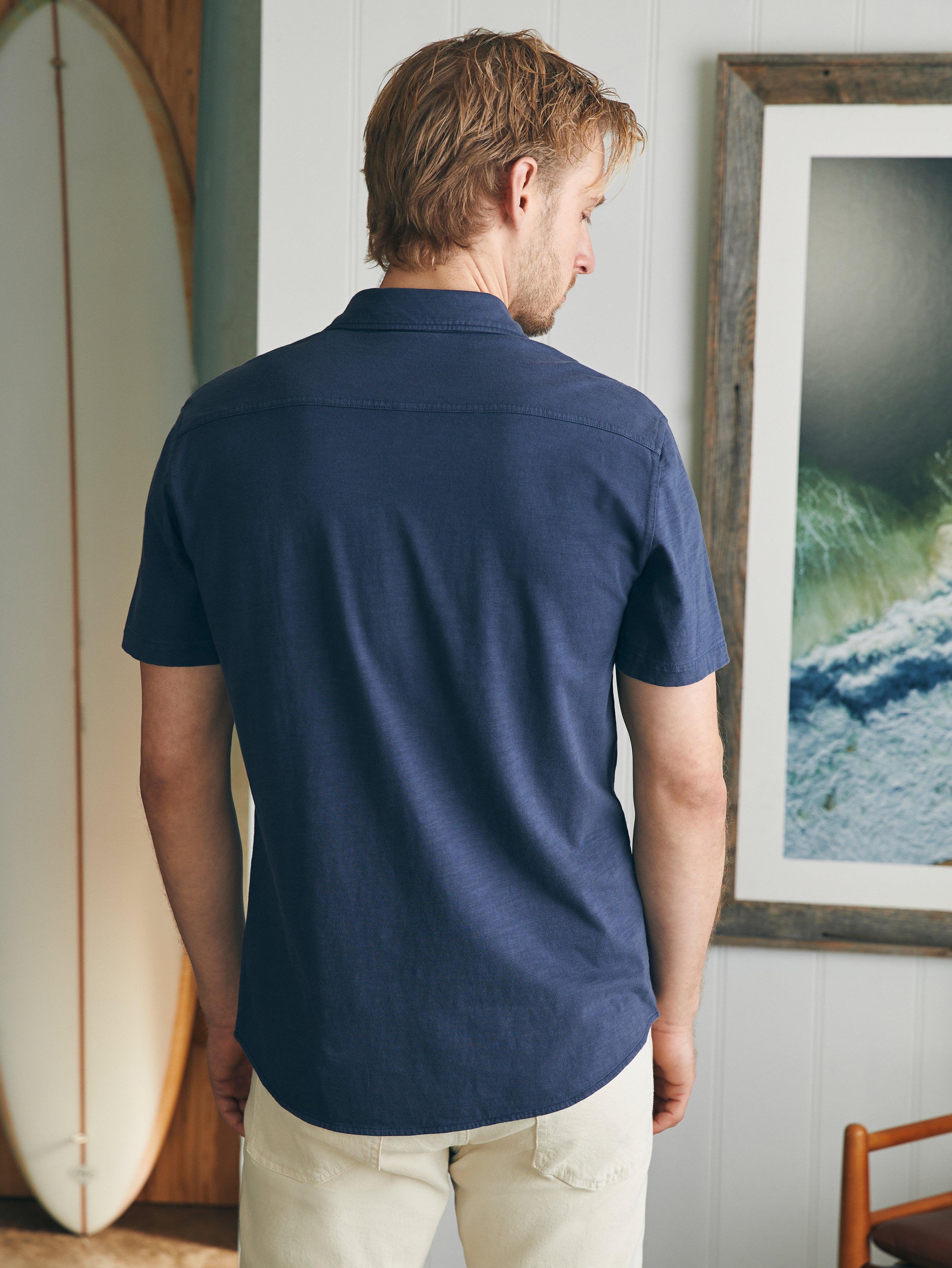 Short-Sleeve Sunwashed Knit Shirt (Single Pocket) - Dune Navy Product Image