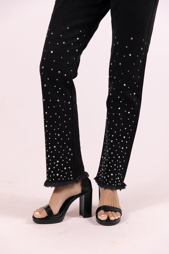 LaDonna Black Rhinestone Detail Jeans SALE Product Image