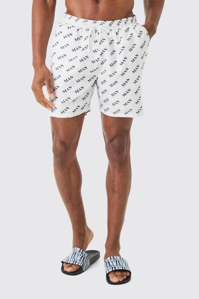 Mid Length Man Swim Trunks | boohooMAN USA Product Image