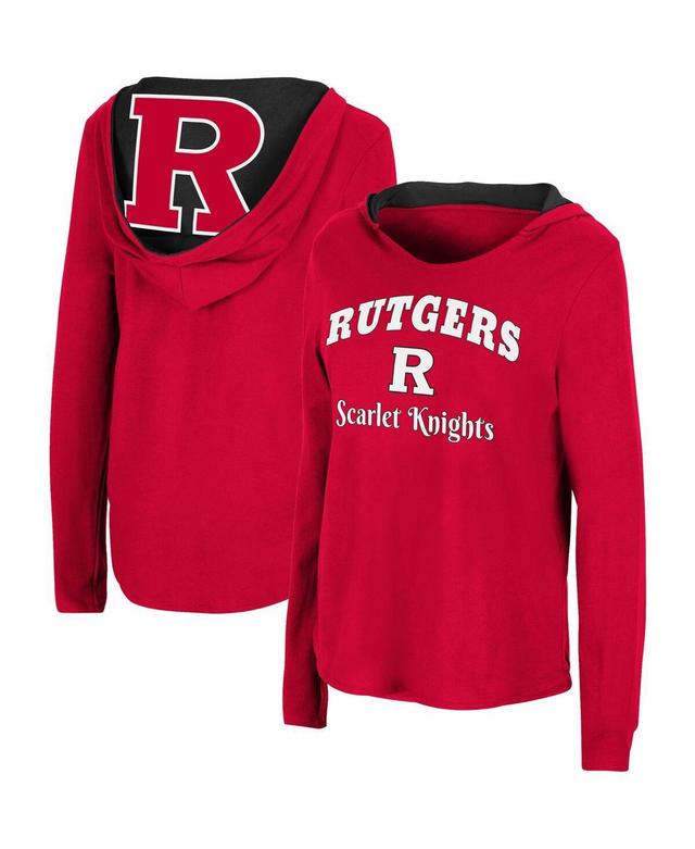 Womens Colosseum Scarlet Rutgers Scarlet Knights Catalina Hoodie Long Sleeve T-shirt Product Image