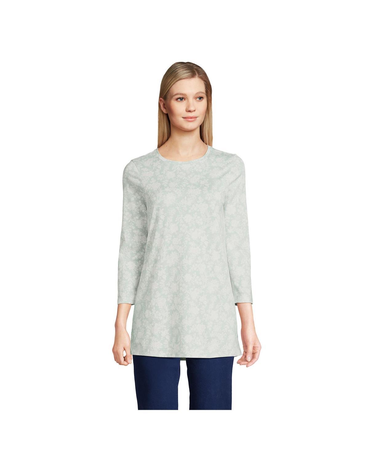 Lands End Womens Petite 3/4 Sleeve Supima Cotton Crewneck Tunic Product Image