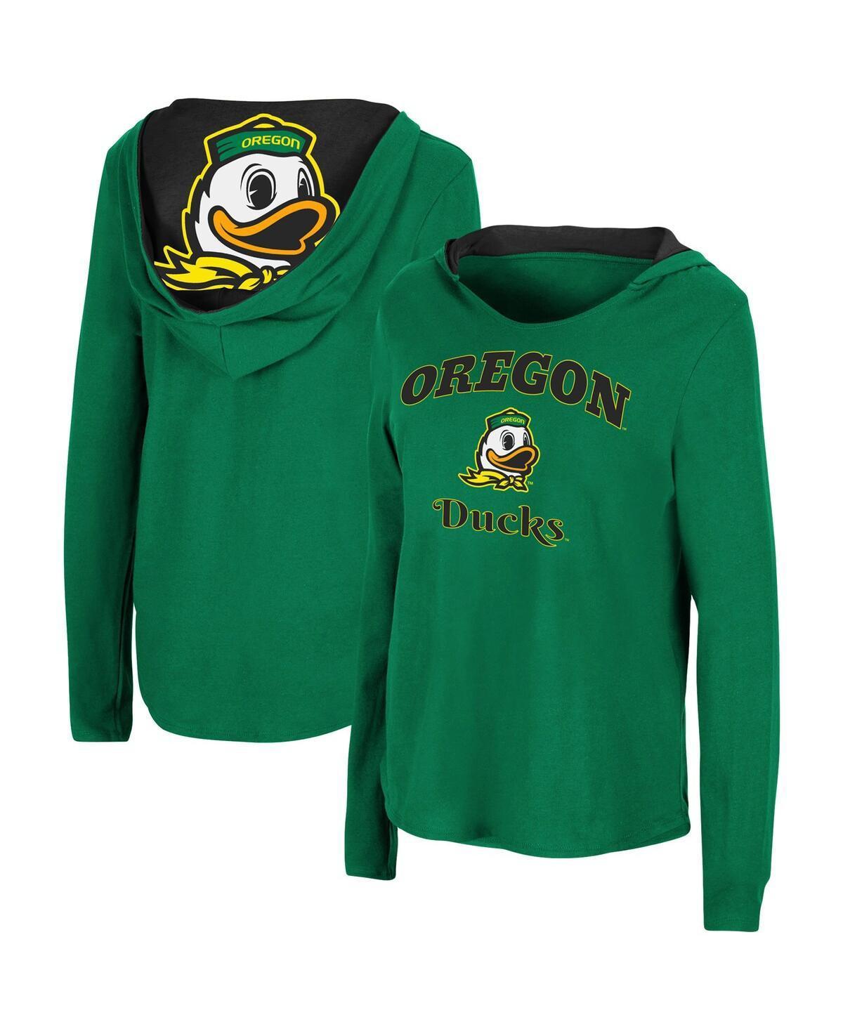 Womens Colosseum Green Oregon Ducks Catalina Hoodie Long Sleeve T-Shirt Product Image