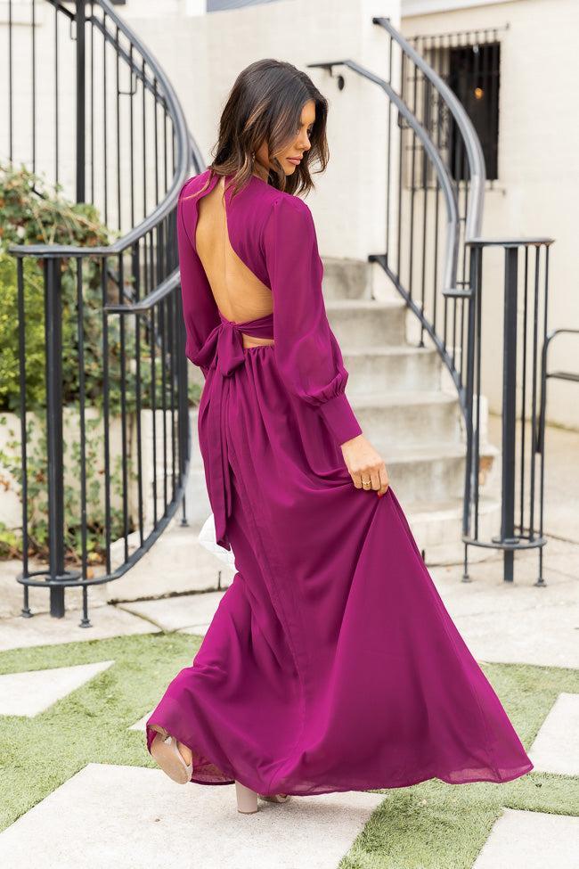 I Choose You Wine Open Back Maxi Dress FINAL SALE Product Image