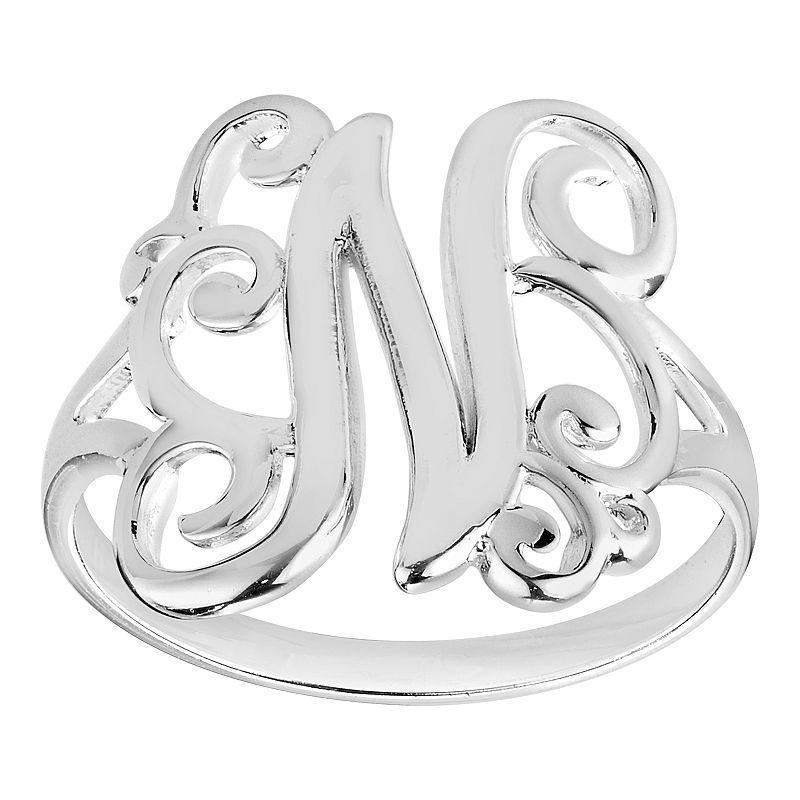 Womens PRIMROSE Sterling silver polished monogram initial B band ring size 7., Womens Grey Product Image