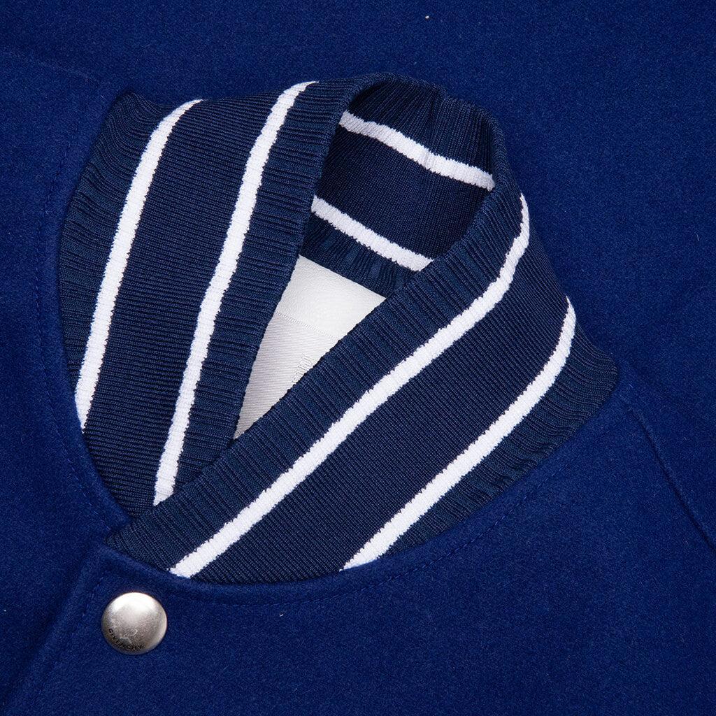 Big Varsity Bomber in Wool and Leather - White/Blue Male Product Image