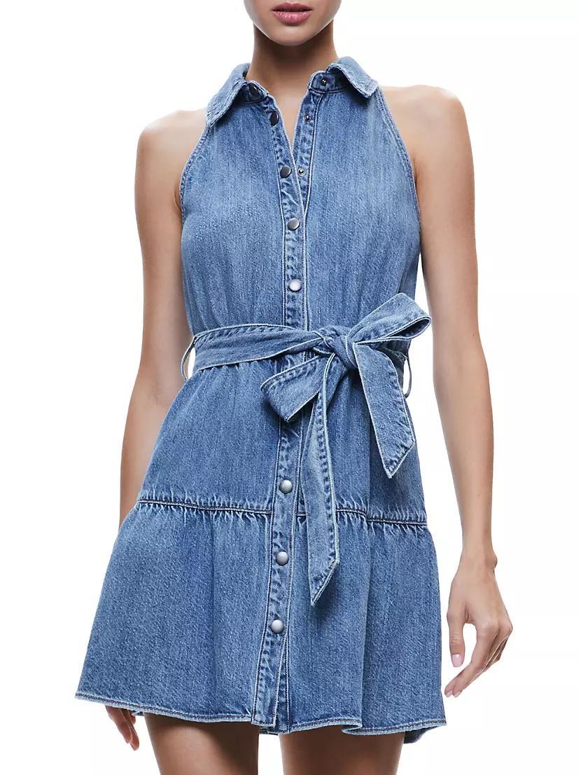 Miranda Denim Tie-Waist Minidress Product Image