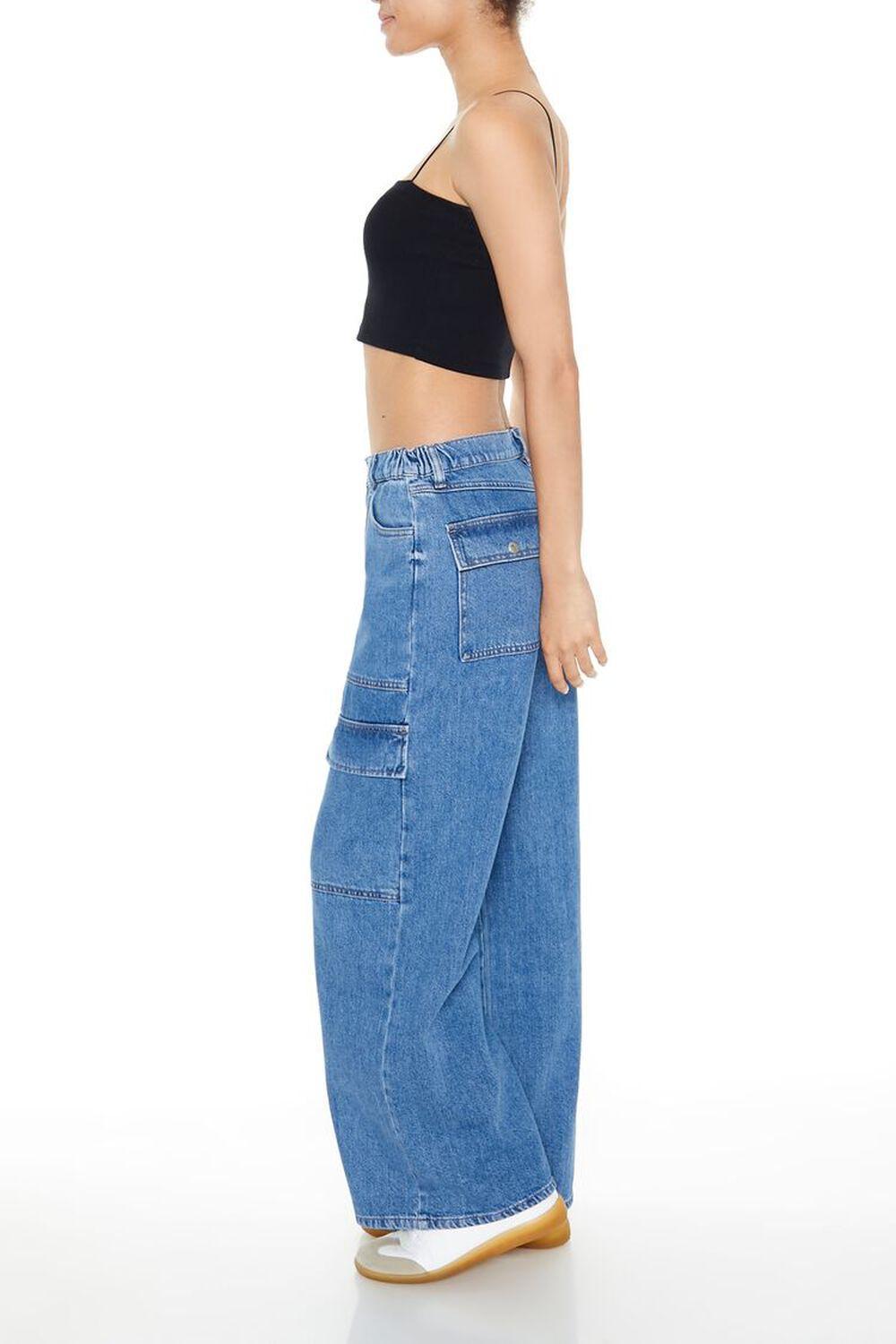 High-Rise Wide-Leg Cargo Jeans | Forever 21 Product Image