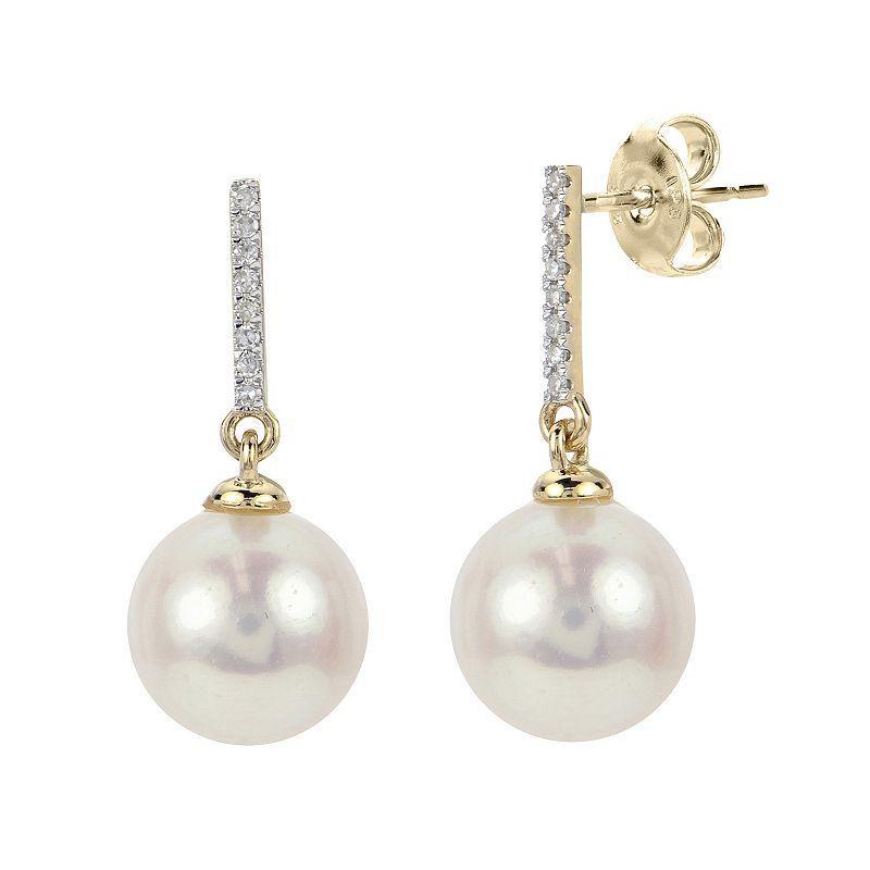 PearLustre by Imperial 14k Gold Freshwater Cultured Pearl & Diamond Accent Drop Earrings, Womens Product Image