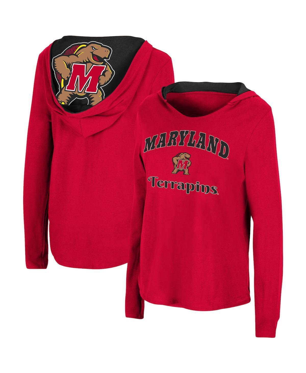 Womens Colosseum Red Maryland Terrapins Catalina Hoodie Long Sleeve T-Shirt Product Image