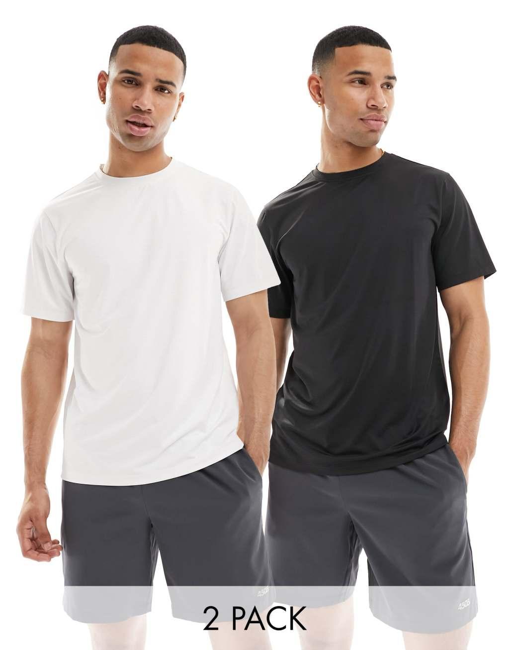 ASOS 4505 Icon training t-shirt with quick dry 2 pack in black and white Product Image