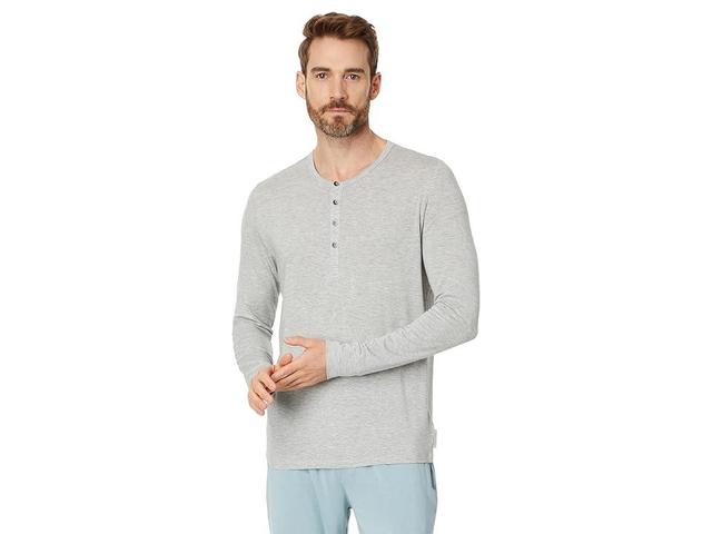 Calvin Klein Underwear Ultra Soft Modern Lounge Long Sleeve Henley (Heather Grey) Men's Pajama Product Image