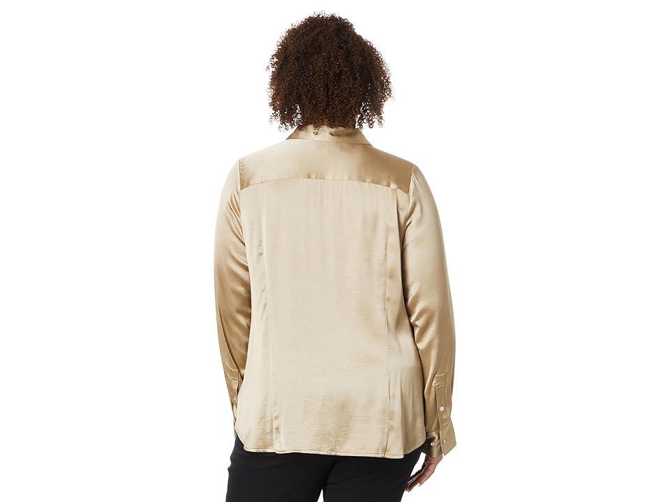 Madewell Plus Darted Button-Up Shirt in Satin (Matchstick) Women's Clothing Product Image