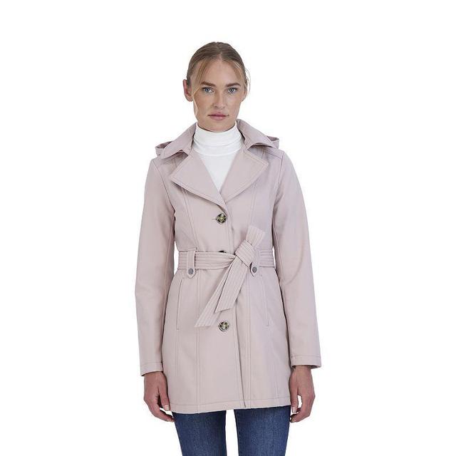 Womens Sebby Collection Hooded Trench Coat Med Pink Product Image