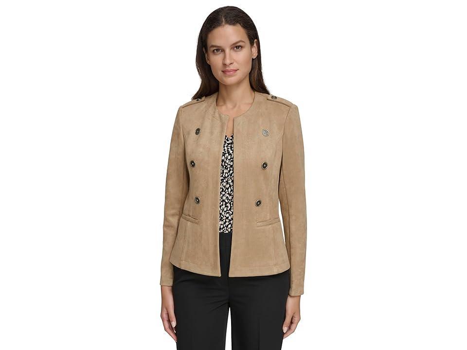 Tommy Hilfiger Scuba Suede Band Jacket (Tannin) Women's Clothing Product Image