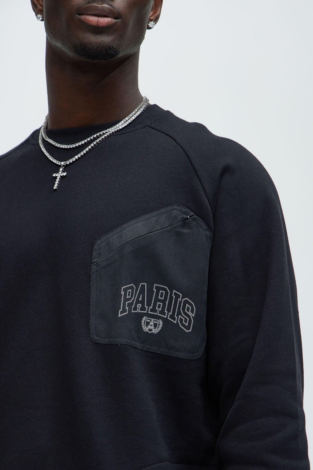 Paris Raglan Crewneck Sweatshirt - Black Product Image