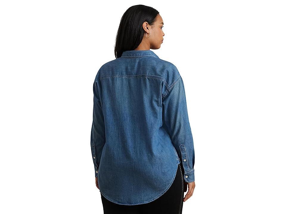 Lauren Ralph Lauren Plus Size Relaxed Fit Denim Shirt (Autumn Wash) Women's Clothing Product Image