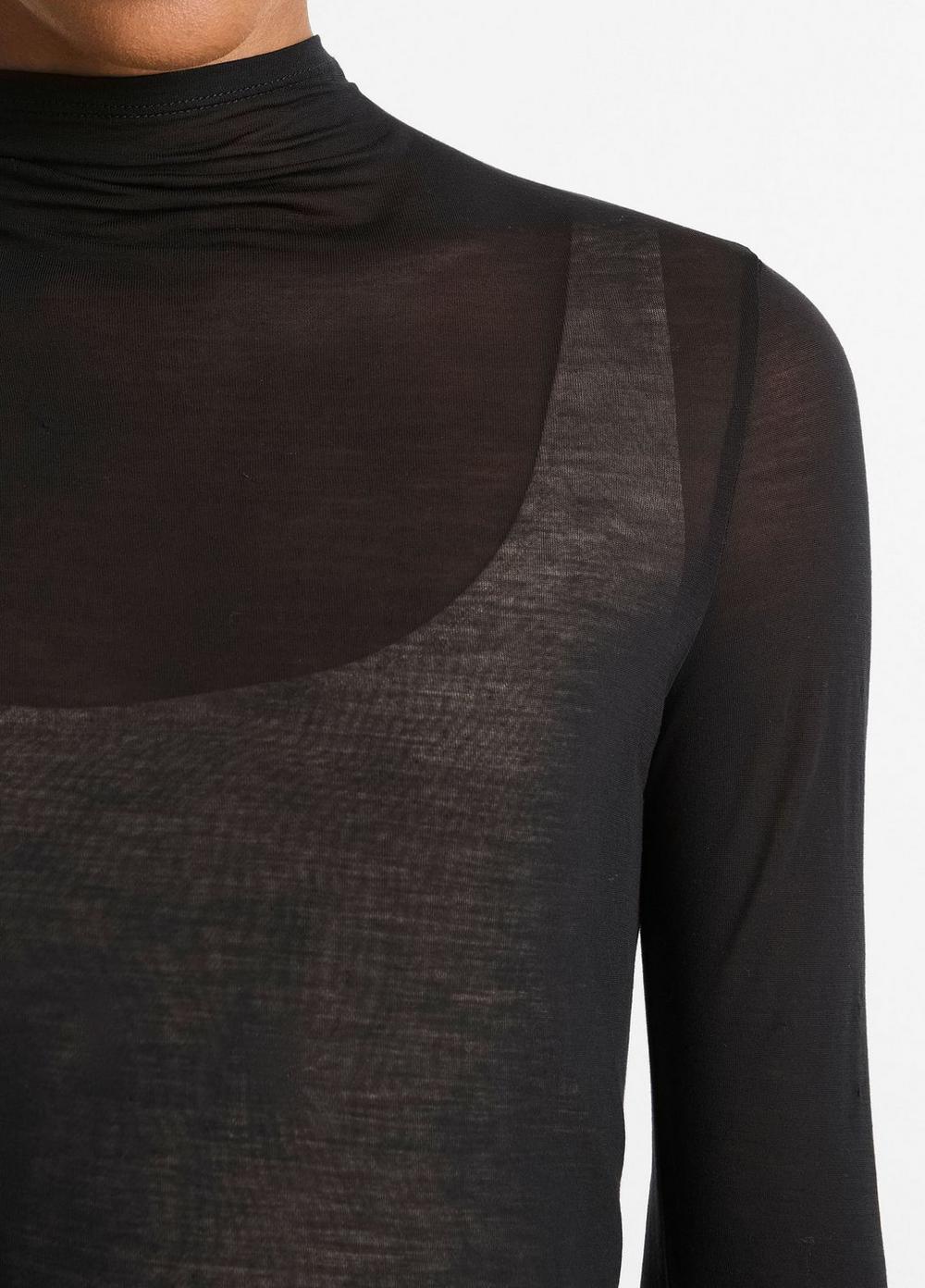 Sheer Long-Sleeve Mock-Neck Top Product Image