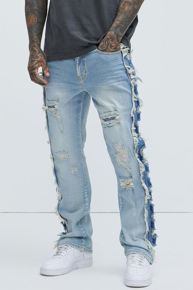 Track Stacked Skinny Flare Jeans - Medium Blue Wash Product Image