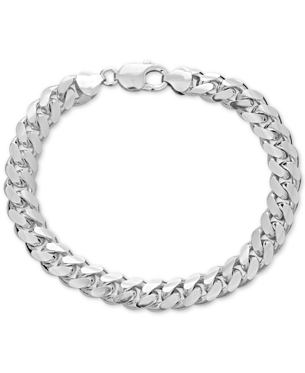 Mens Solid Cuban Link Chain Bracelet in Sterling Silver Product Image