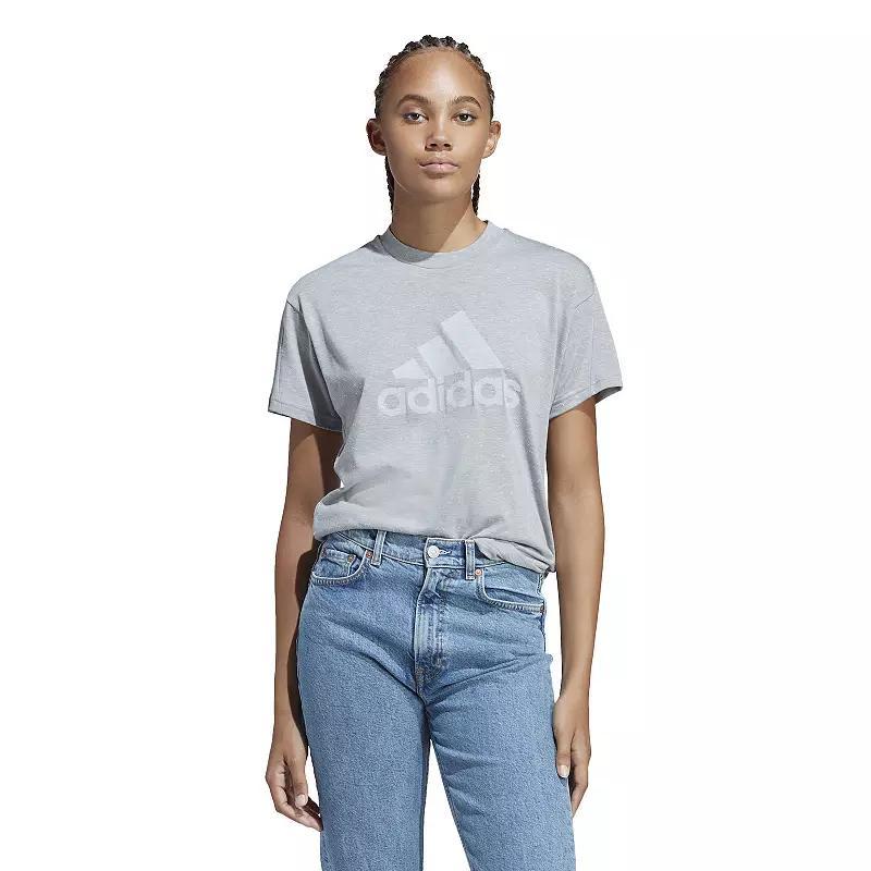 adidas Future Icons Winners 3.0 Tee (Medium Grey Heather/White) Women's Clothing Product Image