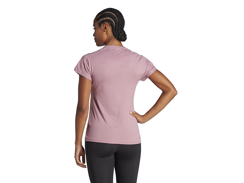 adidas Aeroready Train Essentials Minimal Branding V-Neck T-Shirt (Wonder Orchid) Women's Clothing Product Image