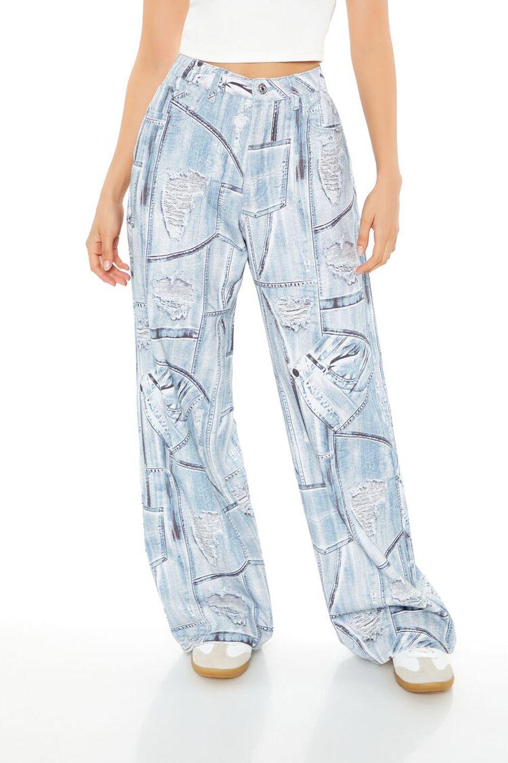 Distressed Denim Print Jeans | Forever 21 Product Image