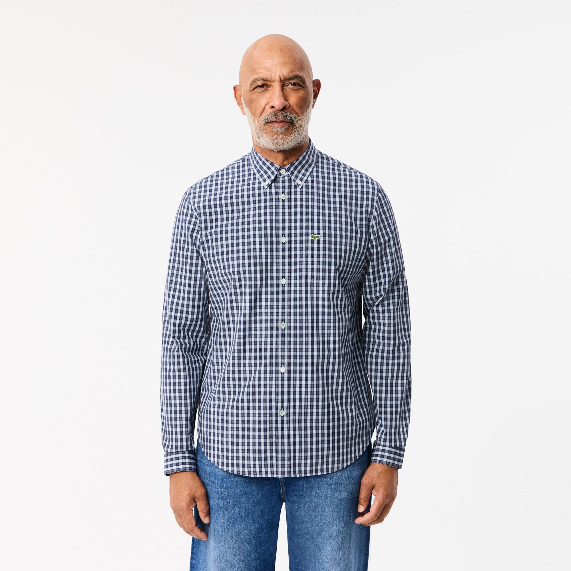 Regular Fit Plaid Poplin Shirt Product Image