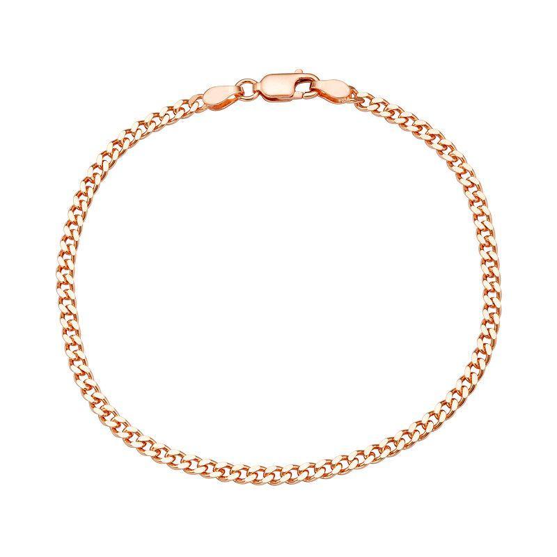 Jordan Blue Sterling Silver Curb Chain Bracelet, Womens Pink Product Image