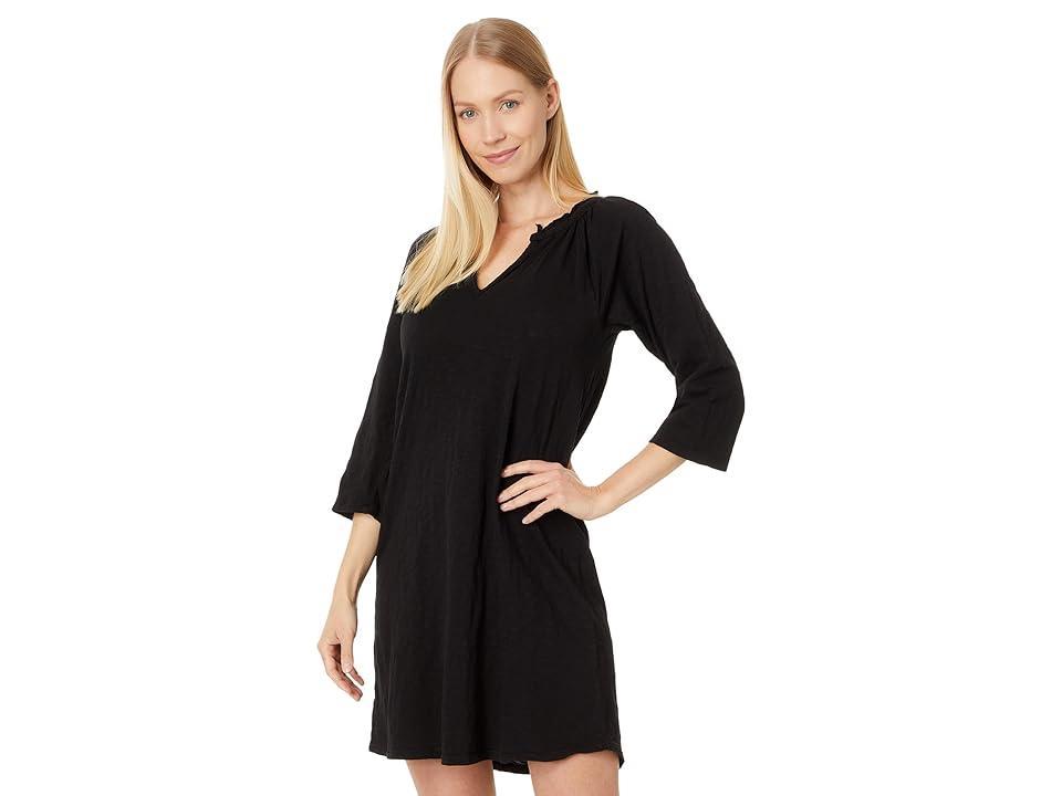 Mod-o-doc 3/4 Sleeve Shirred Split Neck Dress Women's Dress Product Image