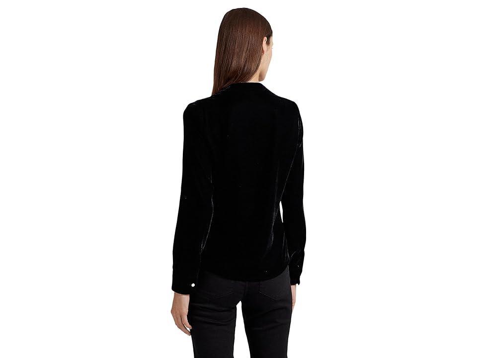 Lauren Ralph Lauren Pleated Velvet Surplice Blouse Velvet) Women's Clothing Product Image