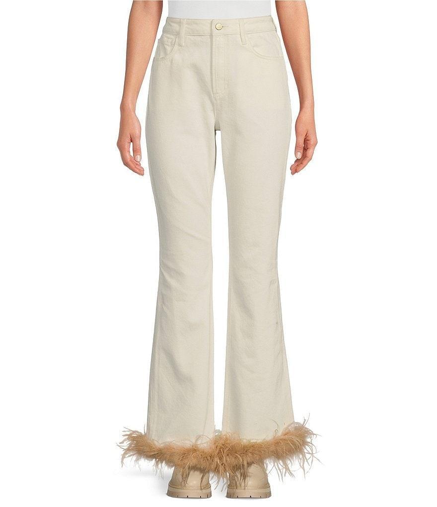 Gianni Bini x Nastia Liukin Anna Denim Straight Leg Feather Detail Jeans Product Image