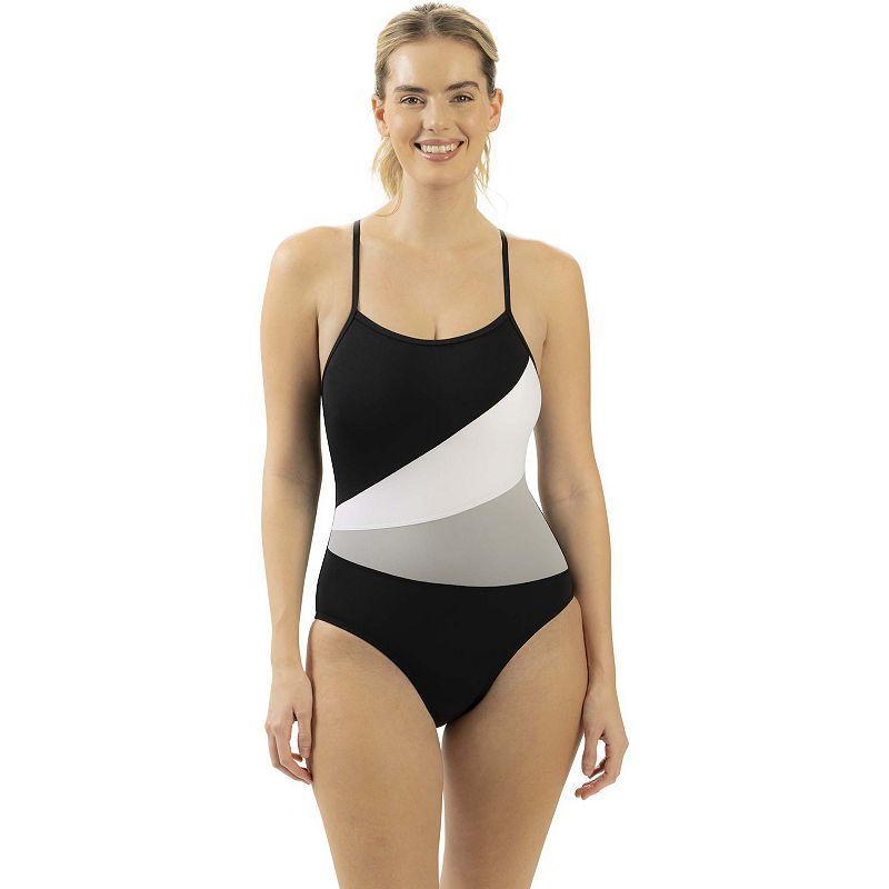 Womens Dolfin Color Block Criss Cross Straps One-Piece Swimsuit Product Image