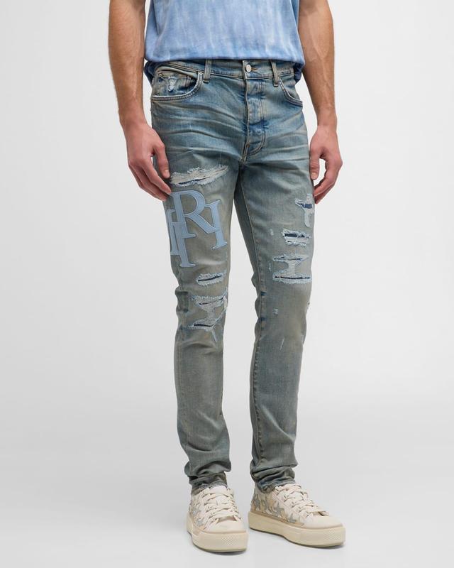 Mens Staggered Logo Skinny Jeans Product Image