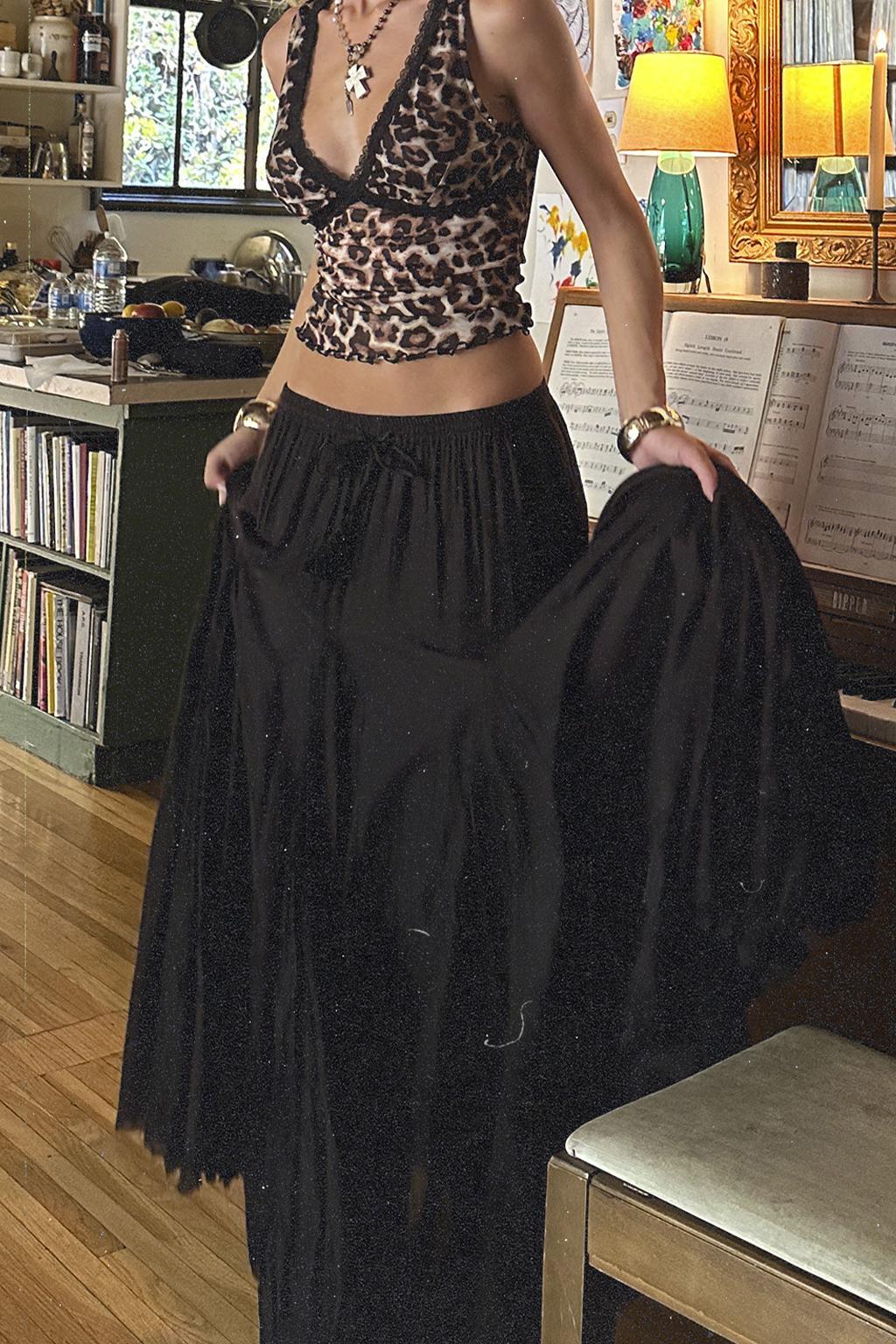 Violetta Black Gauze Maxi Skirt Product Image