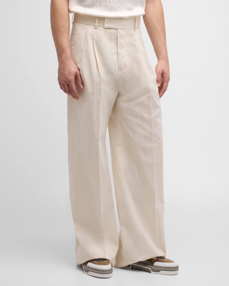 Mens Shimmer Stripe Pleated Baggy Pants Product Image