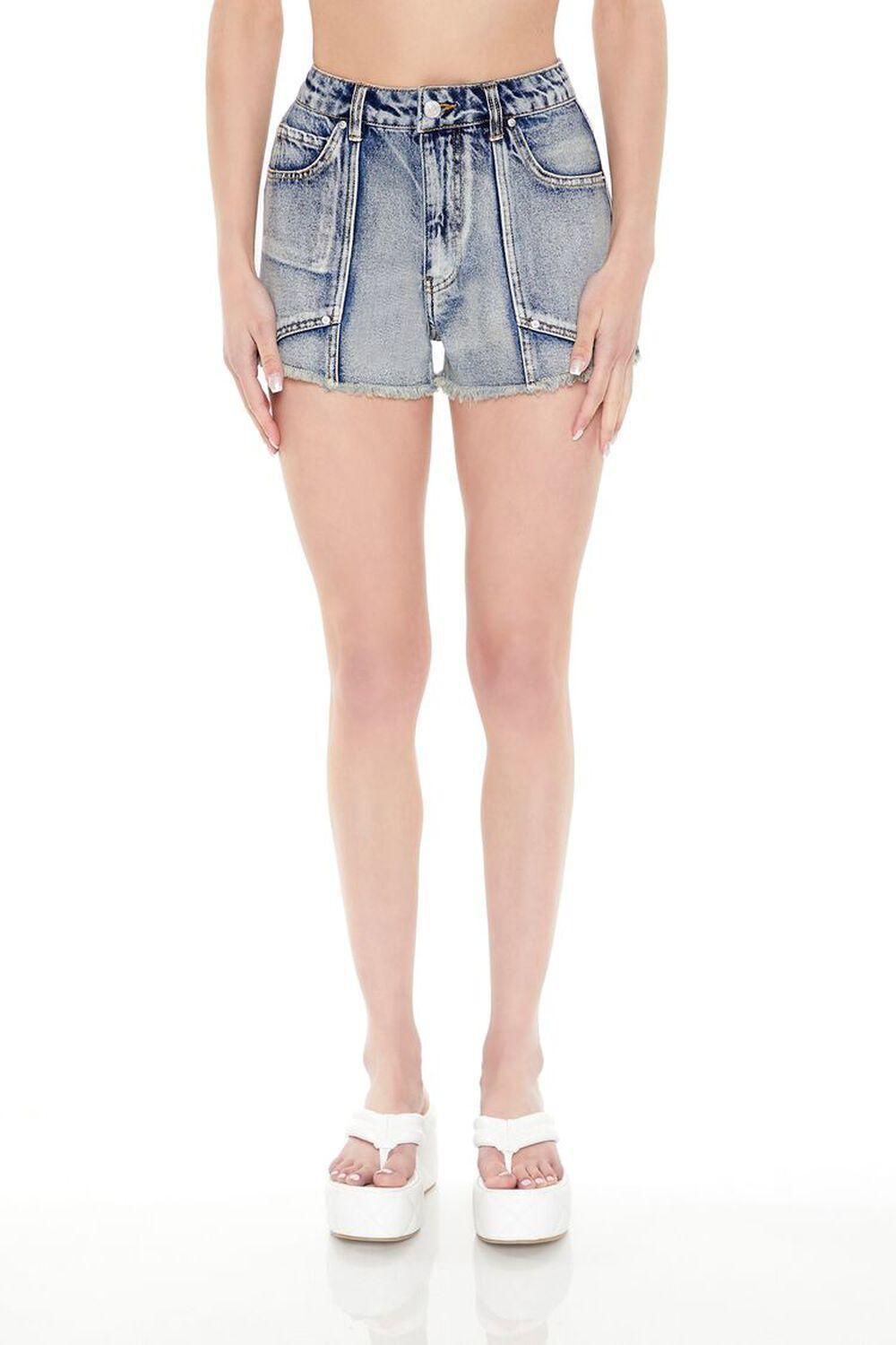 Frayed Mineral Wash Denim Shorts | Forever 21 Product Image