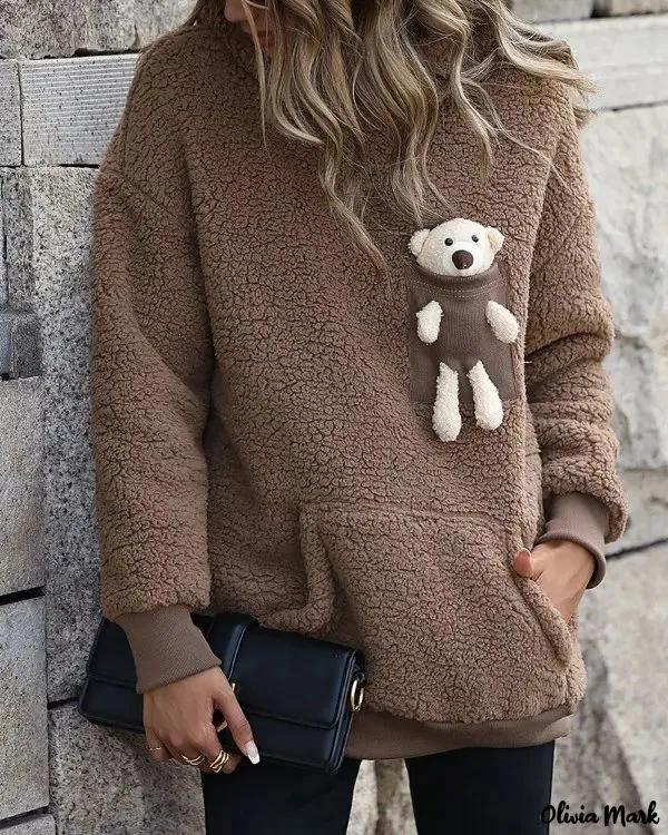 Olivia Mark – Plush hoodie with bear pocket Product Image